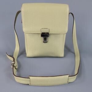 BALLY Mint Green Beige Textured Leather Cross Silver Buckle Body Bags